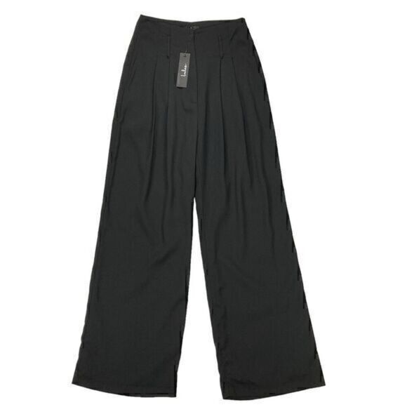 Lulus Pants Women XS Black Chic Pleated High-Waisted Wide-Leg Flare Trousers New - Picture 2 of 14